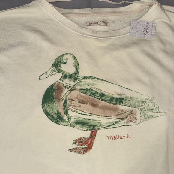 we the free People camden sweatshirt Farm Friends Mallard Duck Size Medium Big - Picture 2 of 10